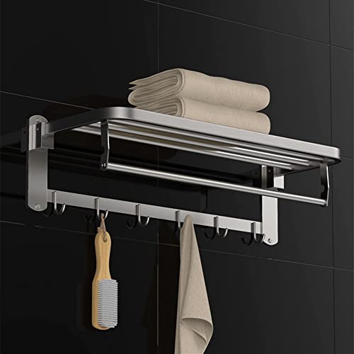 HIGOH Towel Racks,Bathroom Towel Rack Wall Mounted Towel Holder,Towel Holder Rack with Bar Hooks,Wall Mount Towel Shelf,Bathroom Accessories Hard