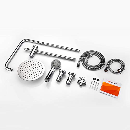 Ibergrif M20702 Shower Column System Without Tap, Shower Set Included Rainfall Shower Head, Handheld Shower, Hoses, Diverter, Shower Rod, Mountin