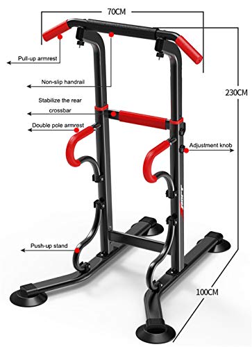 JFJL Multifunctional Power Tower Adjustable Heights Workout Dip Station for Adults And Kids Home Gym Strength Training Fitness Equipment Newer Ve