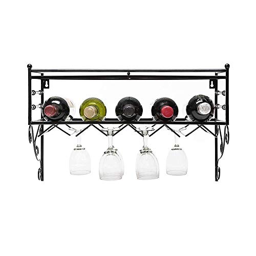 NEOCHY Wine Rack Retro Modern Wall-Mounted Wine Bottle Display Stand Floating Goblet Hanging