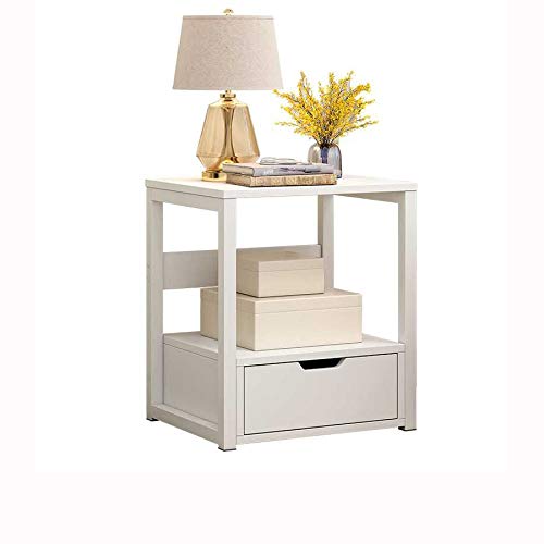 JYDQM Bedside Table Shelf with 1 Drawer, Coffee Table Storage Bedroom Furniture Wooden Side Table