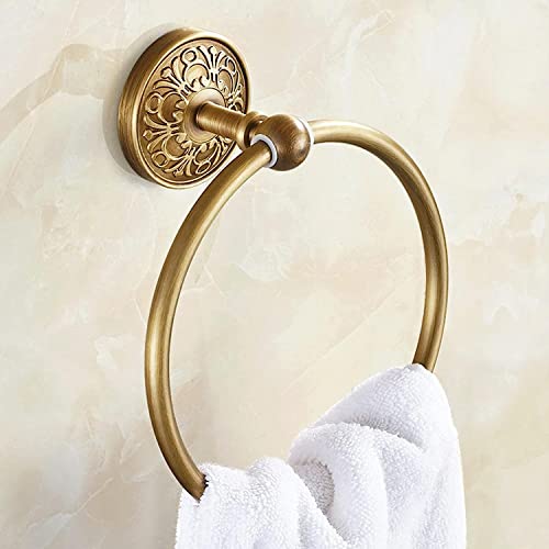 RAKUTE Antique Towel Ring, All Copper Towel Holder, European Round Towel Rack, Bathroom Towel Bar Bathroom Ring