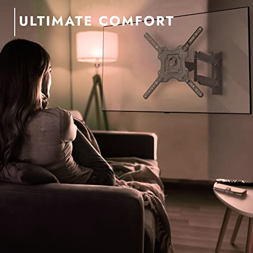 Invision TV Wall Bracket Mount for 24-60 Inch Screens, VESA 100x100mm up to 400x400mm, Tilts Swivels & Extends for Flat & Curved TVs, Includes Sp