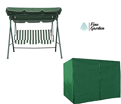 FINE GARDEN 3-Seater 215 X 125 X 168cm Green Garden Swing Cover Suitable For All Weather Protection waterproof and UV-resistant Hammock Cover wit