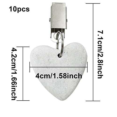 Tablecloth Weights, 10 Pieces Tablecloth Clips Table Clips with Clips for Indoor Outdoor Home Kitchen Wedding Party Picnic, White, Marble (Heart
