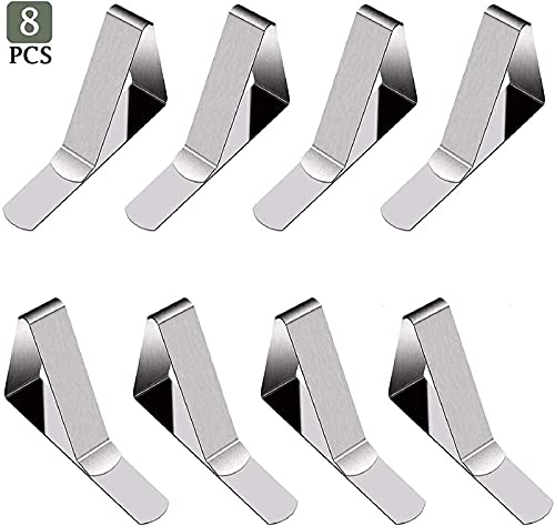 LeFeirr 8 Pack Tablecloth Clips, Adjustable Table Cloth Clip Stainless Steel Tablecloth Cover Clamps for Indoor & Outdoor Tables
