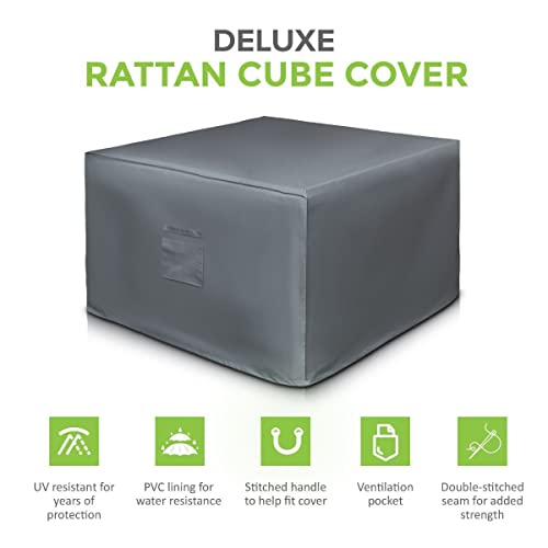 Duffy Heavy Duty Waterproof Rattan Cube Set Cover with PVC Lining, Eyelets and Drawstring - Designed to fit Rattan Garden Furniture Rain Cube Set