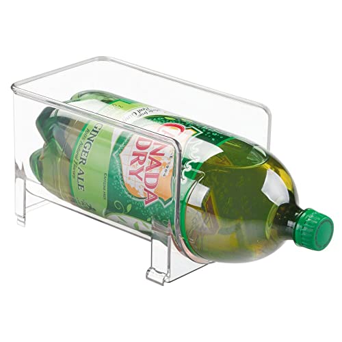 mDesign Kitchen Wine Rack — Stackable Bottle Rack for Wine, Water and Other Drinks — Pantry, Cupboard and Fridge Storage Rack — Pack of 2 — Clear