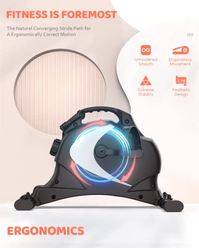 Niceday Mini Exercise Bike, Foot Pedal Exerciser, Under Desk Bike, Desk Pedal Bike, 8 Magnetic Levels Resistance, Quiet and Smooth, LCD Monitor,