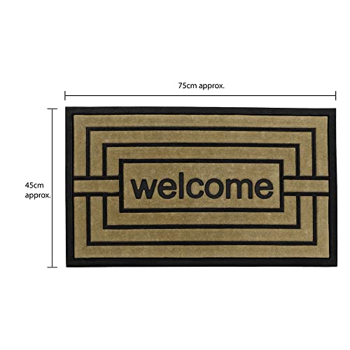 JVL Vienna Rubber Backed Scraper Doormat, 45x75cm, Welcome