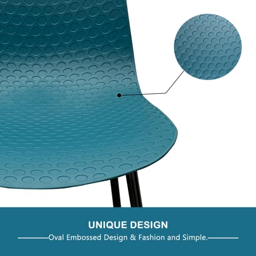 U2PICK Dining Chair Dining Chairs Set of 4 Teal Contemporary Lounge Dining Home Office Plastic Seat Armless Chairs with Metal Legs, 45.5 x 53.5 x