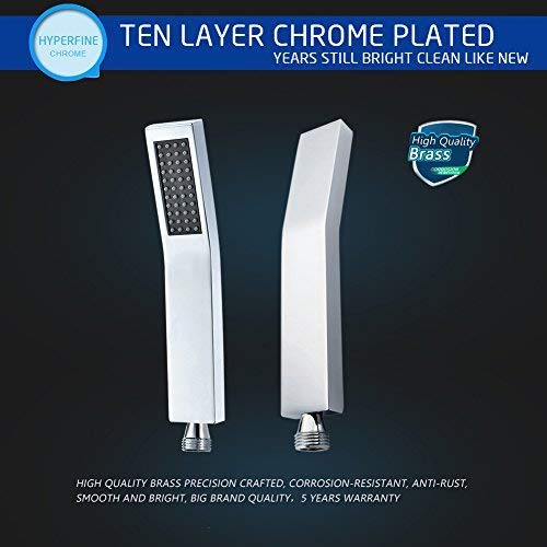 S R SUNRISE SRSH-011 Brass Handheld, L-Style High Pressure, Luxury Hand Shower Head,Silvery-White, Chrome Finish, Small