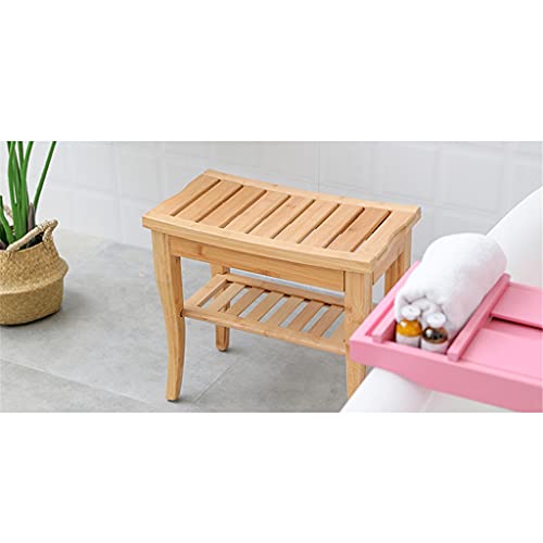 JJZXD Household Bathroom Stool Solid Wood Waterproof Shoe Changing Stool Storage Stool Anti-corrosion Storage Shelf Bath Tray