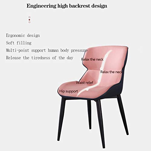 Modern Kitchen Dining Room Chairs Front Cloth Back Leather Dining Chair With Black Metal Legs Backrest Chair Kitchen Living Room Lounge Counter C