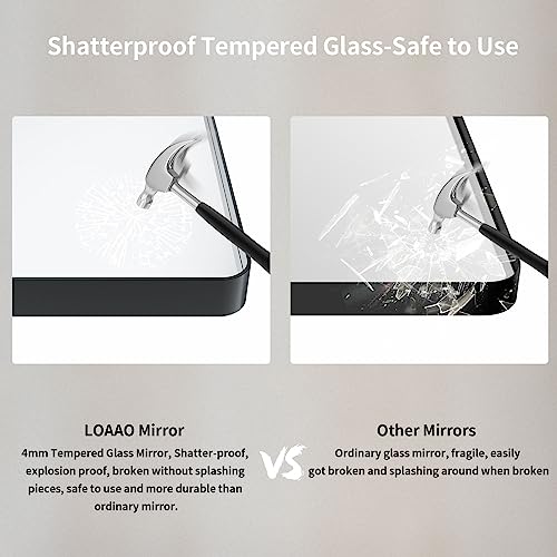 LOAAO 20X30 Inch Black Metal Framed Bathroom Mirror for Wall, Matte Black Bathroom Vanity Mirror Farmhouse, Large Rounded Rectangle Mirror, Anti-