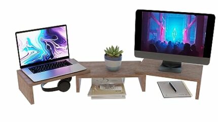 ComfortCove Dual Monitor Stand Riser, Monitor Stand, Desk Organizer, Laptop Stand, Computer Stand, 3 shelf Adjustable length, ideal for your Home