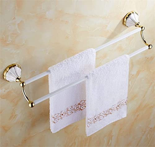 XHALERY Bathroom Bathroom Lavatory Towel Rack Towel Shelf with Two Towel Bars Wall Mount Holder Tower Hanger/40Cm