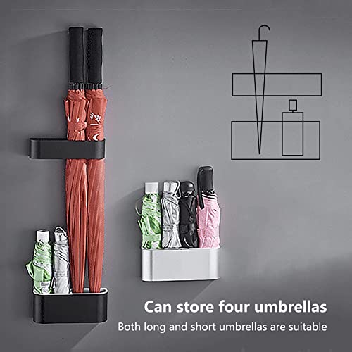 FBITE Umbrella Stands,Metal Umbrella Holder Stand, Entryway Space Saving Umbrella Holder, Wall Mounted with Drip Tray, for Hallway Foyer/Double L