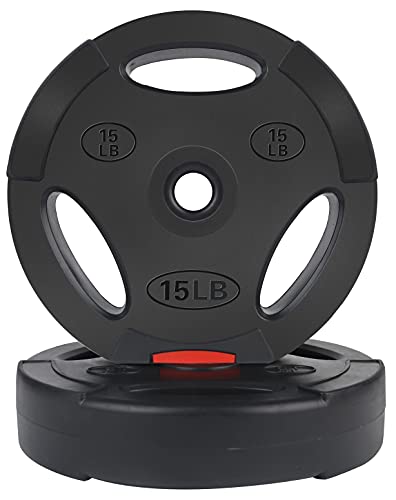 BalanceFrom Vinyl Standard 1-Inch Plate Weight Plate for Strength Training, Weightlifting and Crossfit, Pair or Set with Barbell