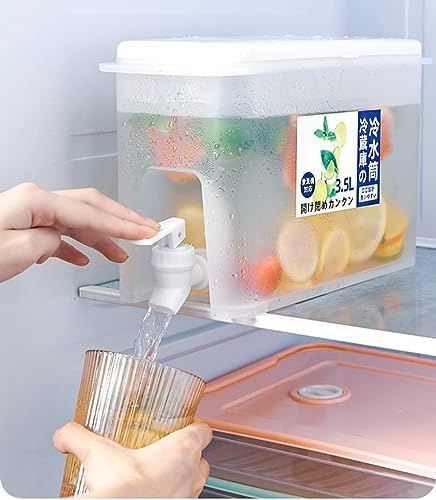 Jucoan 3.5 L /0.9 Gallon Fridge Beverage Drink Dispenser with Leak-Proof Spigot, Square Plastic Water Container Juice Dispenser Jug for Lemonade,