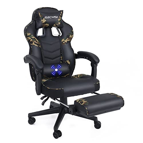 Fullwatt Racing Gaming Chair for adults with Footrest and Massage Lumbar Pillow, Swivel Height Adjustable Reclining PU Leather Video Game Chair,