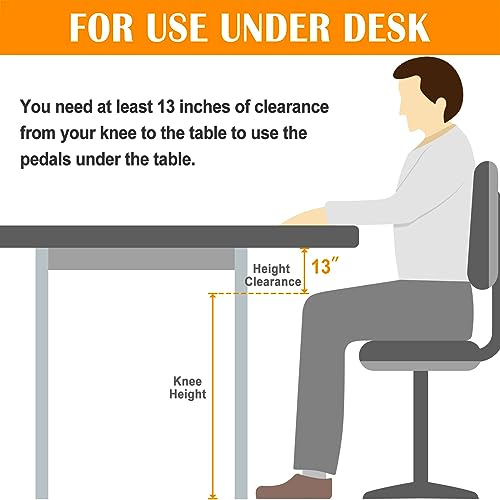 TABEKE Under Desk Bike Pedal Exerciser, Upper & Lower Peddler Exerciser for Arm & Leg Workout, Fitness Folding Exerciser Peddler with LCD Display