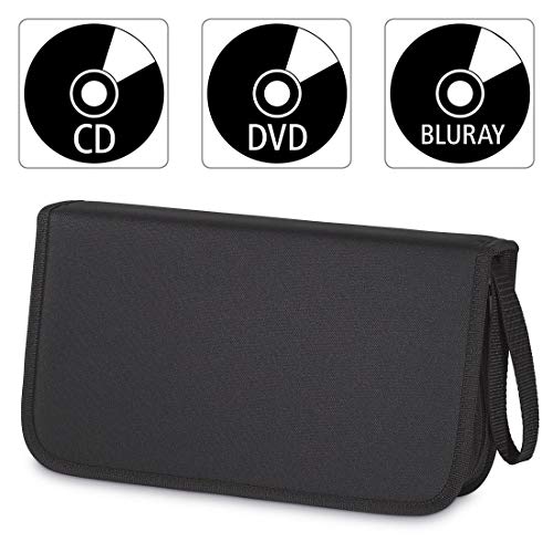 Hama CD Wallet for 104 Discs, CD/DVD/Blu-ray (folder for storage, space-saving for the office, car and at home), Black