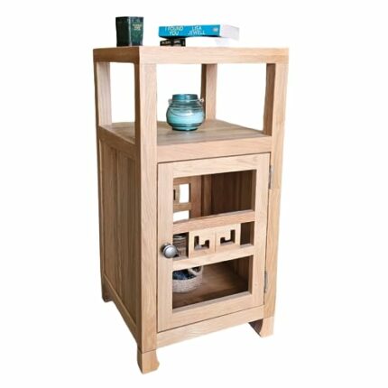 GROFurniture Solid Oak Bedside, Unique Design Lamp Table for Bedroom, Oak Display Cabinet for Living Room or Hallway, Oak Furniture