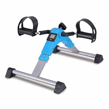 LUNEZY Folding Bicycle Mini Leg Rehabilitation Training Device with Adjustable Resistance with Digital Display,Blue