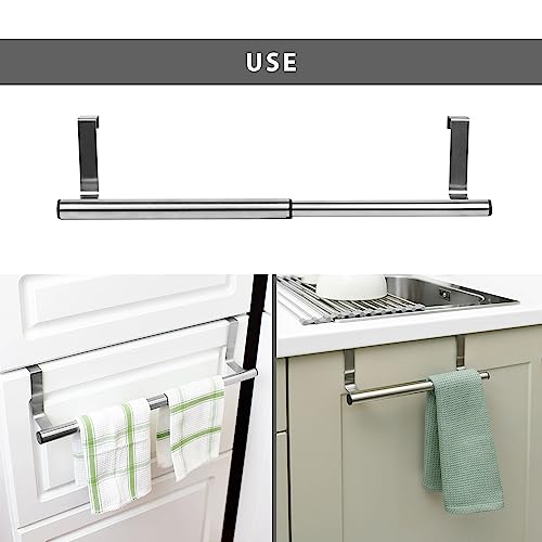 Extendable Over Door Towel Rack Stainless Steel Non-Slip Towel Holder Rack Bar For Kitchen And Bathroom (1 Piece)