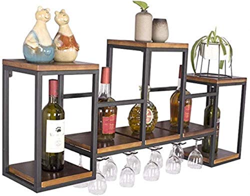 NEOCHY Wine Rack Modern Wall-Mounted Metal Household Modern Wall-Mounted Wine Bottle Hanging Goblet Rack Storage Rack Home Kitchen Decoration Dis