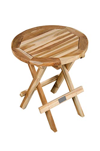 Ambientehome Teak Side Table, Approx. Ø 50 cm, Balcony Table, Garden Table