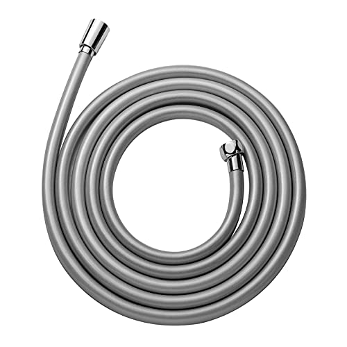 OFFO Shower Hose 3.0m, PVC Universal Smooth Shower Pipe with Shower Hose Washer High Pressure Shower Hose for Bath Taps Replacement Silver