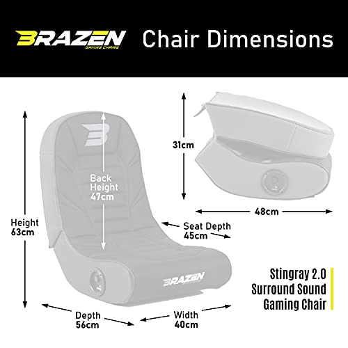 BraZen Stingray 2.0 Children Kids Gaming Chair Foldable Floor Rocker Rocking with Sound Speakers British Brand - Blue