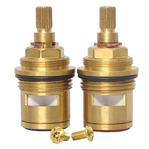 Ownace Pair of Replacement Bath Tap Valves Quarter Turn Ceramic 3/4" 57MM 20 Teeth (Supplied with Brass Screws)