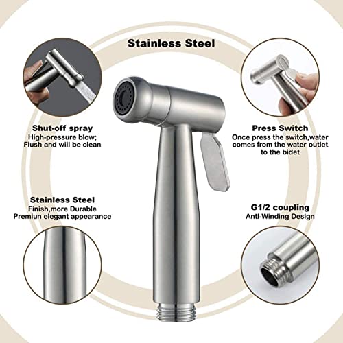 Portable Bidet Sprayer Kit - with Tap Diverter for Kitchen Sink Faucet or Bathroom - M22 x M24 Polished Chrome Faucet Adapter for Taps