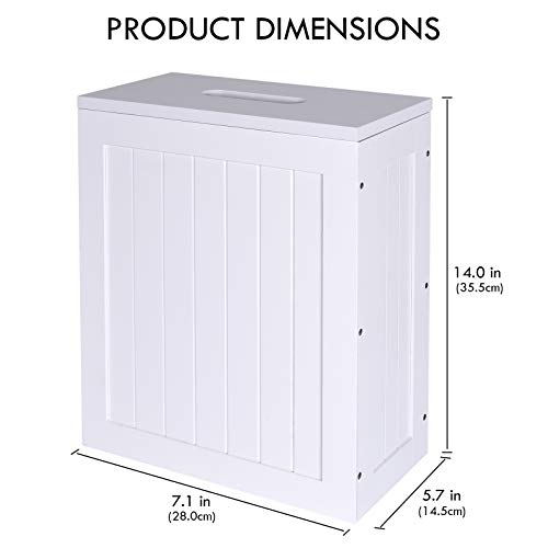 Lantaly Slimline Wooden Bathroom Storage Unit, Toilet Roll Paper Cabinet, Compact Shaker, Multi-Purpose Cleaning Tidy Box