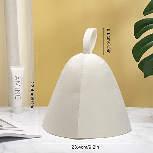 Sauna Cap Felt Sauna Hat White Shower Cap for Women Men Head Protection