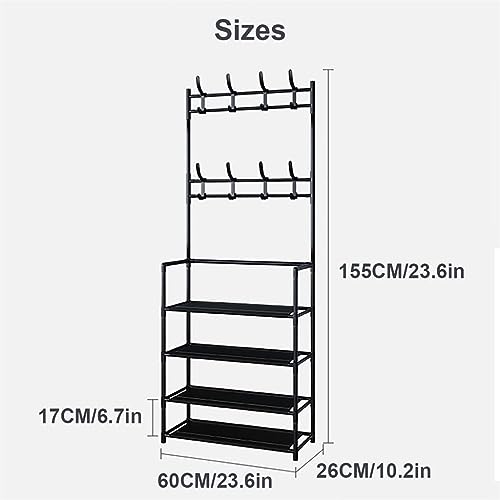 Clothes rack and hat rack Clothes Rack, Clothes Rack, Floor Rack, Storage Rack, Clothes Rack (color: Black, Size: 60 X 26 X 155cm) Suitable for l