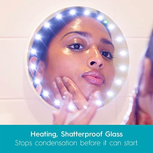 RIKI LOVES RIKI Fogless Shower and Shaving Mirror with Lights | Heated Instant Fog-Free Glass, Secure Magnetic Mount, HD LEDs and Rechargeable Ba