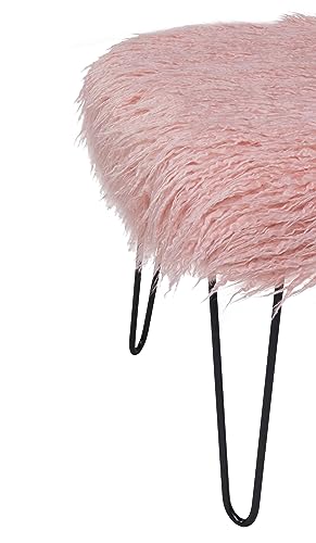 Pink Faux Sheepskin Dressing Table Stool Fur Glam Bedroom Bench Seat Chair