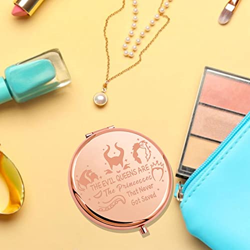 CENWA Villains Movie Pocket Mirror Evil Queen Fans Gifts The Evil Queens Are The Princesses That Never Got Saved Compact Mirror (Never Got Saved