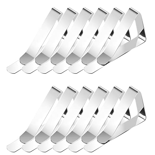 DDUP Table cloth clips 12 Pcs Tablecloth Clips - Heavy Duty Picnic Table Clips, Stainless Steel Table Cloth Cover Clamps, Table Cloth Holders Ide