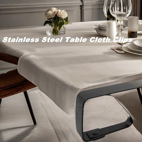 HERCHR Table Cloth Clip,4Pcs Table Cover Clips,Stainless Steel Table Cloth Clips for Outside Table,Adjustable Table Cover Clamps Table Cloth Hold