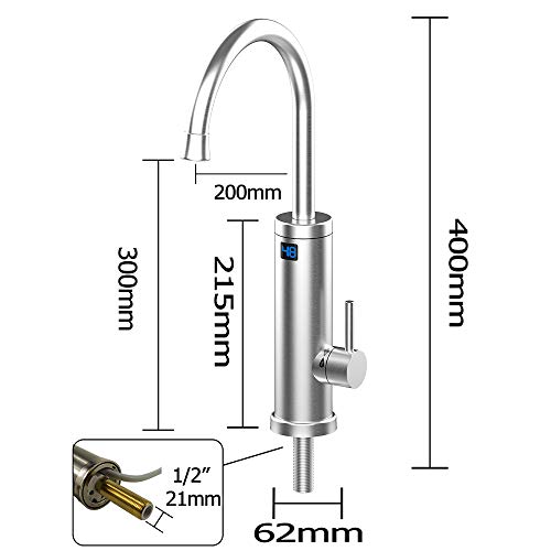 Electric Water Taps,TopSer Pro 220V Tankless Electric Heater Kitchen Taps,360 Degree Rotate Cold and Hot Water Tap with Lcd Display for Kitchen,B