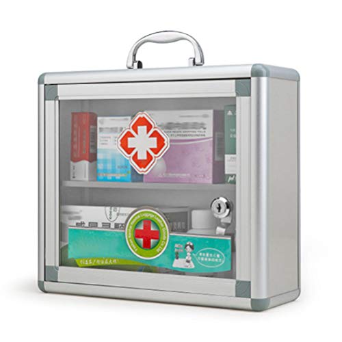 BSTCAR Medicine Cabinet with Lock, Medicine Storage Box Portable Transparent Lockable Medicine Box Medical Cabinet First Aid Wall Mounted Medicin