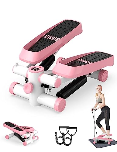 Tohoyard Steppers for Exercise, Mini Stepper with LCD Monitor, Quiet Fitness Stepper with Resistance Bands, Gym Stair Stepper for Home Workout, L