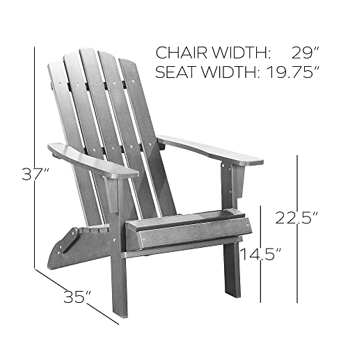 POLYTEAK Folding Adirondack Chair, Premium Poly Lumber, All Weather Resistant, Outdoor Patio Furniture, Plastic Adirondack Chairs for Patio Garde