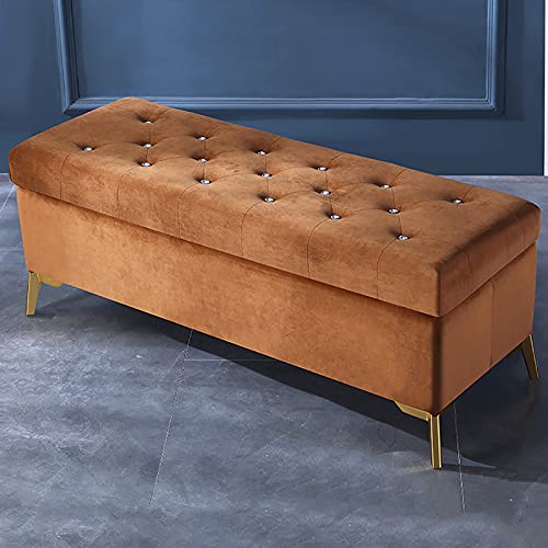 Luxurious Crystal Button Storage Bench,Velvet Upholstered End of Bed Bench,Modern Decoration Furniture Living Room Footrest Entryway Shoe Bench-D