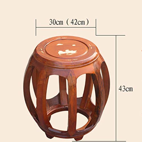 LUKEO Wooden bench- Drum Stool Guzheng Stool Antique Chinese Small Stool Round Retro Wooden Home Solid Wood Coffee Table Bench